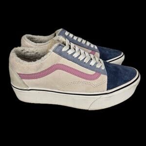 Vans Old Skool Stackform Platform Skate Shoes  Pink Blue Cream Tan Womens Size 8